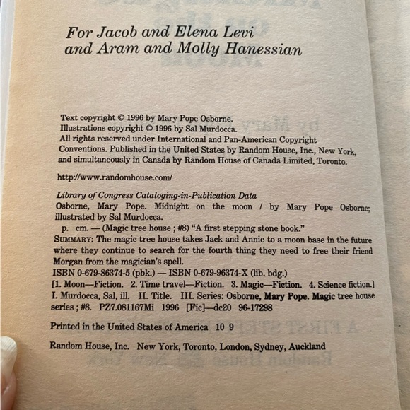 🧩3/$20 Magic Tree House #8 Midnight Moon 1996 Hardback - Picture 6 of 6